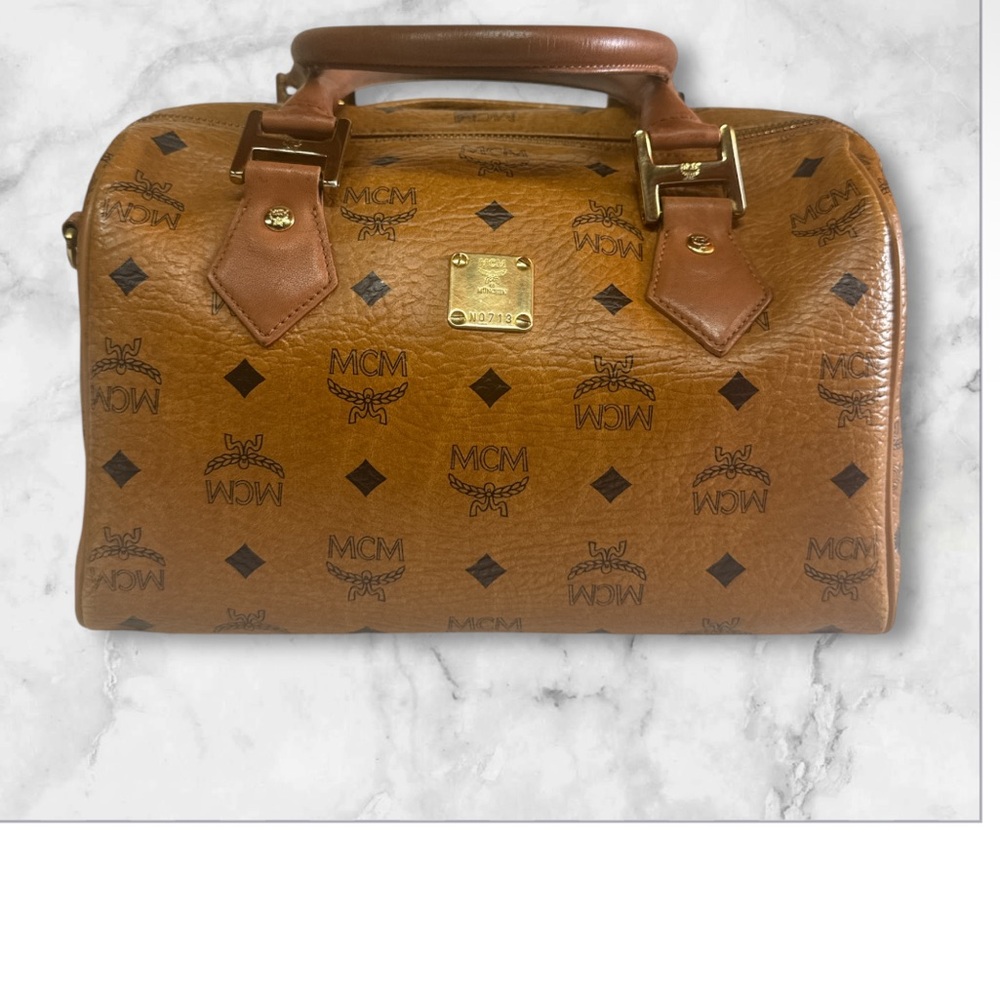 MCM Vintage Heritage Cognac Boston Bag